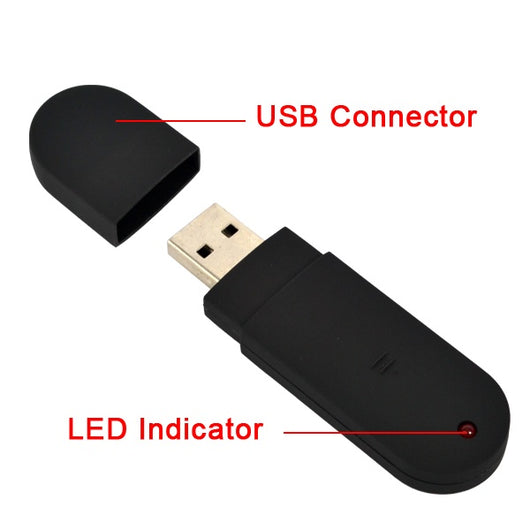 Black wireless presentation remote with laser pointer, USB receiver, and a matching black carrying case. - Image 5