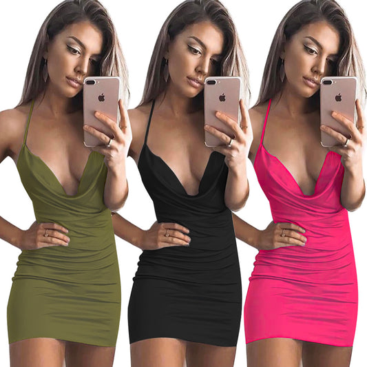 Vestido Backless con Tirantes Suspender para Mujer