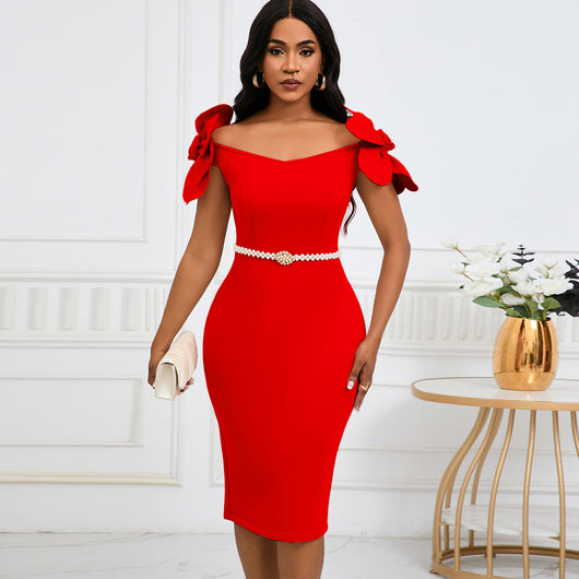 Vestido Elegante con Flores Tridimensionales para Mujer - Image 2