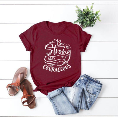 Camiseta Mujer Sé Fuerte y Valiente - Estilo Urbano Manga Corta - Image 9