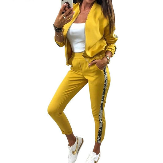 Conjunto Deportivo Mujer Otoño con Detalles Lentejuelas y Empalmes - Image 3