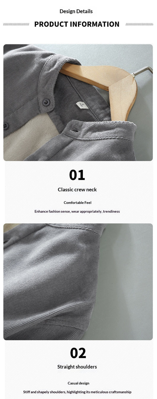 Chaqueta de Corduroy Grueso Forrada en Franela con Cuello Alto - Image 26