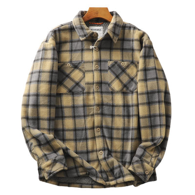 Abrigo Acolchado de Lana Escocesa con Forro Polar para Otoño e Invierno - Image 5