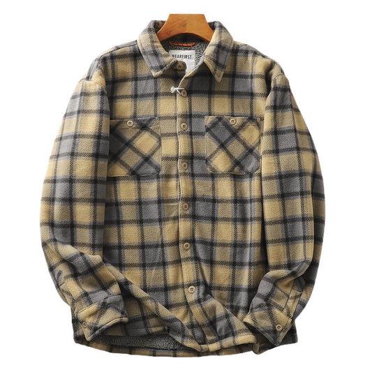 Abrigo Acolchado de Lana Escocesa con Forro Polar para Otoño e Invierno - Image 5