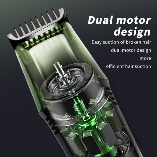 Rechargeable black and blue hair clipper kit with two guide combs, cleaning brush, USB cable, and black storage pouch. - Image 4