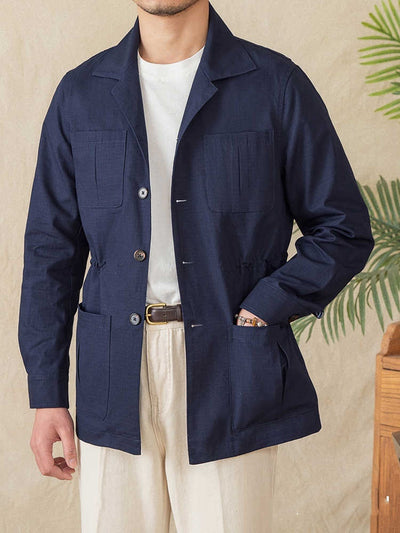 Chaqueta Casual de Algodón Ligero con Cuello Cubano y Estampado Cuadros - Image 15