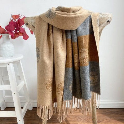 Bufanda de Cachemira Otoño Invierno con Jacquard Diente de León - Image 10