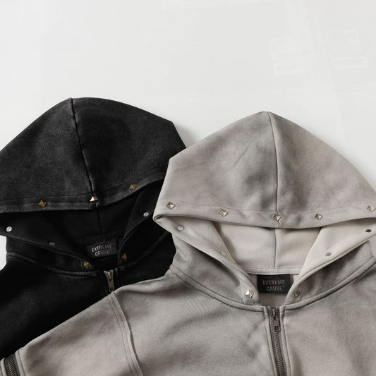 Chamarra Hoodie Retro Vintage Efecto Desgastado - Image 2
