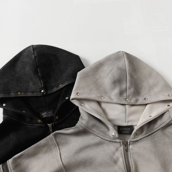 Chamarra Hoodie Retro Vintage Efecto Desgastado