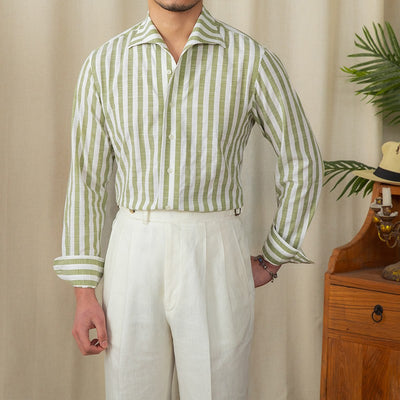 Camisa de Algodón a Rayas para Hombre - Estilo Ejecutivo Casual - Image 9