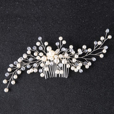 Peineta de Cristal Blanco Perla para Eventos - Image 2