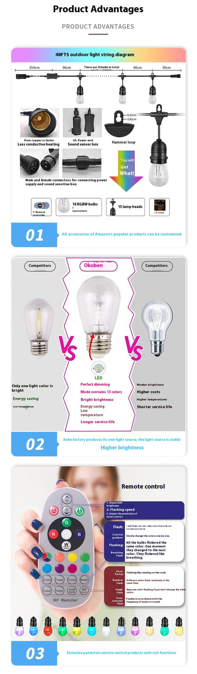 Luces Solares RGB Impermeables para Jardín y Patio con Conexión Directa - Image 13