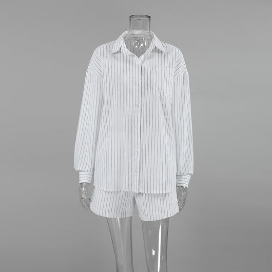 Camisa Manga Larga a Rayas Blancas - Dos Piezas Cómoda - Image 16