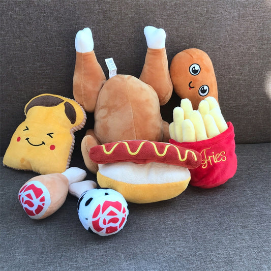 Juguete Mordedor Resistente para Perros con Sonido - Serie Alimentos
