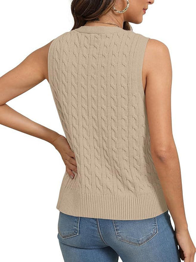 Chaleco Tejido Retorcido para Mujer - Estilo Europeo y Americano - Image 24