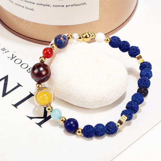 Pulsera de Cuentas de Piedra Natural Sistema Solar Ocho Planetas Galaxia Universo Estrella Guardiana - Image 24