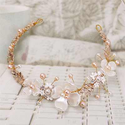 Diadema de Cerámica Perla con Detalles Dorados - Image 4