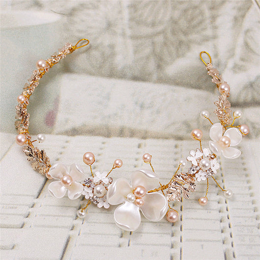 Diadema de Cerámica Perla con Detalles Dorados - Image 4