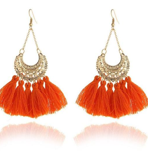 Aretes Bohemios Largos con Borlas - Image 7