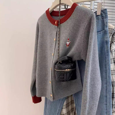 Suéter Base Navideño Rojo en Cashmere Tejido para Invierno