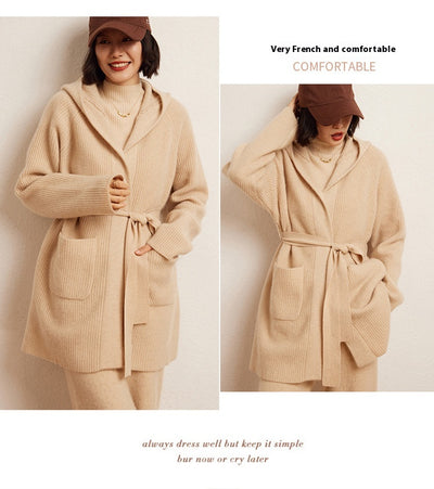 Cardigan Tejido Reversible Oversized con Capucha para Otoño e Invierno - Image 22