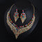 Conjunto de Collar y Aretes de Pedrería de Colores para Vestido