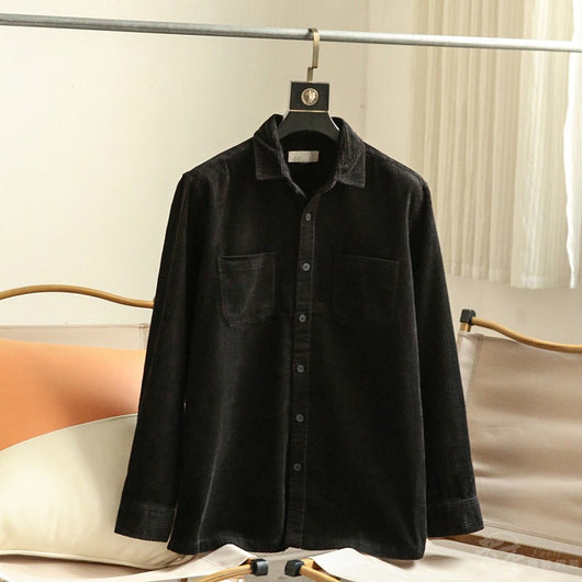 Camisa de Pana 100% Algodón para Hombre - Manga Larga Colores Sólidos