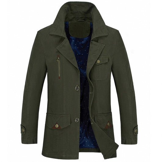 Abrigo Trinchera Casual de Algodón para Hombre - Largo Medio - Image 10