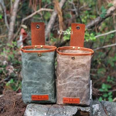 Bolsa de Almacenamiento en Lona de Cuero para Camping y Aventuras al Aire Libre - Image 5