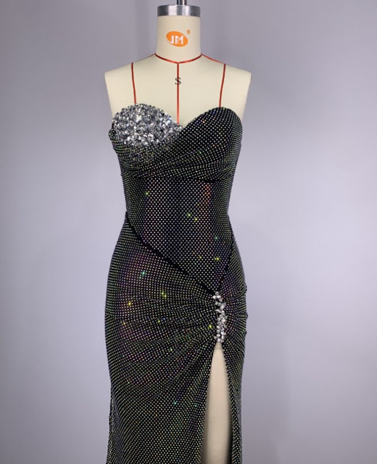 Vestido Tubo Ajustado con Lentejuelas Brillantes, Malla y Strass Artesanal - Image 3