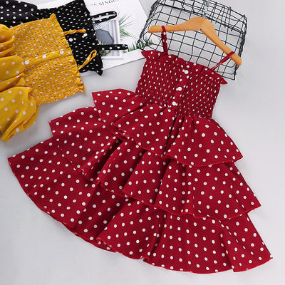Vestido Infantil Estilo Vaquero con Lunares para Niñas