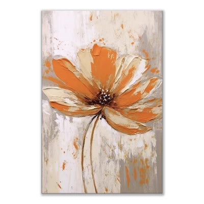 Cuadro Abstracto Flores Naranjas - Pintura al Óleo Moderna sin Marco para Sala de Estar - Image 4
