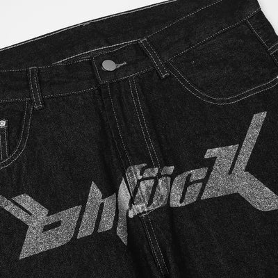 Jeans Casuales Hombre Corte Recto con Estampado de Letras - Image 10
