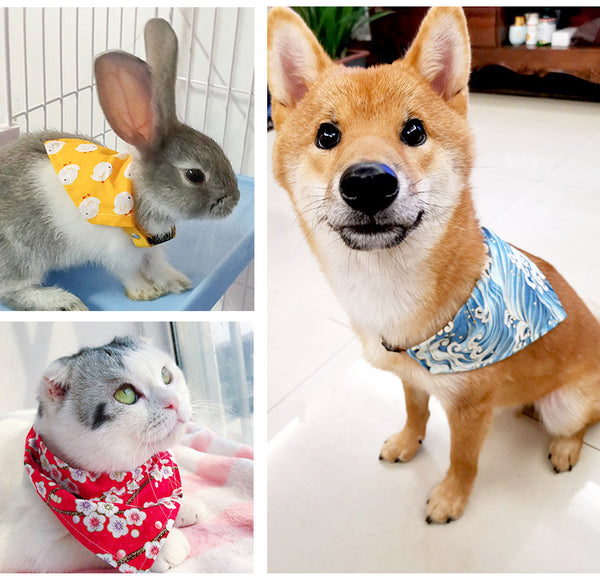 Pañuelo Triangular Navideño para Perros y Gatos - Collar Adorable Japonés