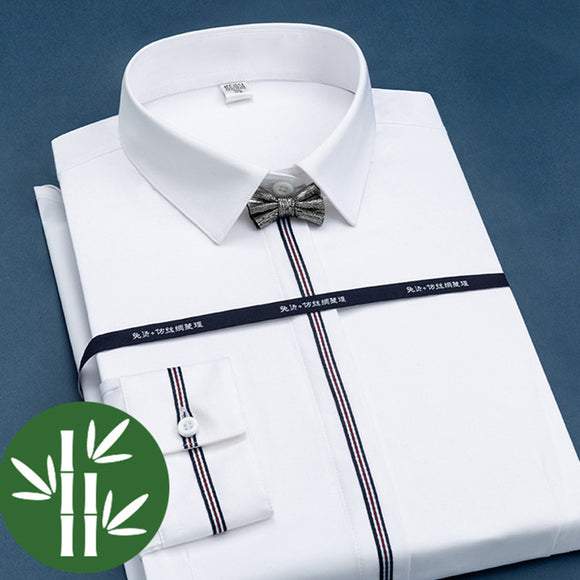 Camisa Blanca de Fibra de Bambú sin Planchado