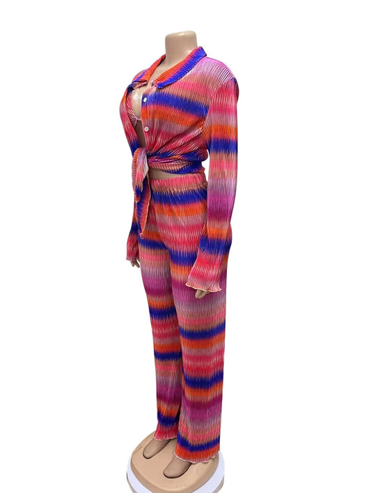 Traje de Pantalón Plisado Estampado con Stretch para Mujer - Image 10