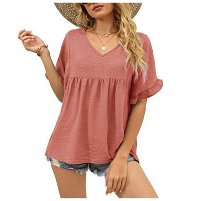 Blusa Casual de Verano con Volantes y Pliegues - Image 4