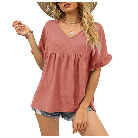 Blusa Casual de Verano con Volantes y Pliegues - Image 4
