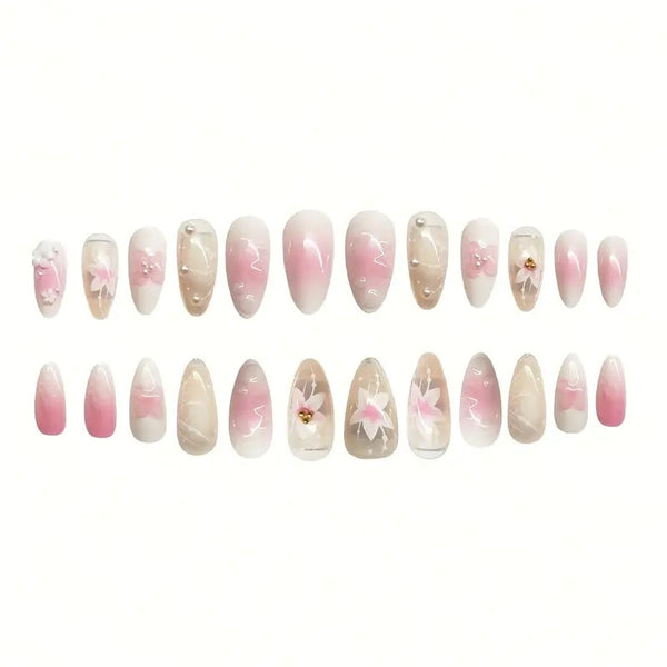 Uñas Postizas Removibles Flores Dulces - Armadura Protectora