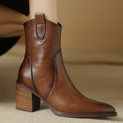 Botas Vaqueras de Cuero Vintage Hasta la Pantorrilla - Estilo Otoño Invierno - Image 14