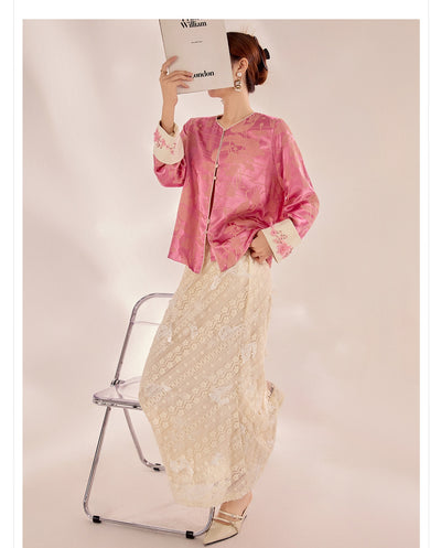 Blusa Retro Estilo Chino con Bordado de Cuentas en Seda Mulberry - Image 14