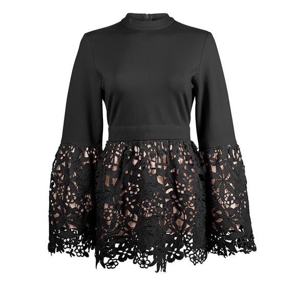 Blusa Elegante Talla Grande con Encaje y Mangas Acampanadas para Mujer
