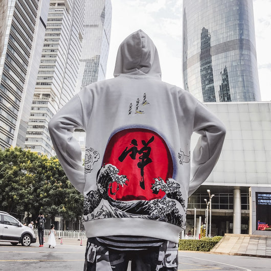 Sudadera Harajuku con Capucha para Parejas - Estilo Wave Print - Image 21