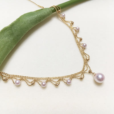 Collar de Perlas Encaje Japonés en Oro 18k Aurora - Image 7