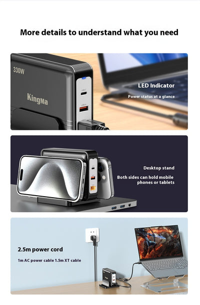Cargador GaN 330W de Alta Potencia para Laptop y Dispositivos Múltiples - Image 14