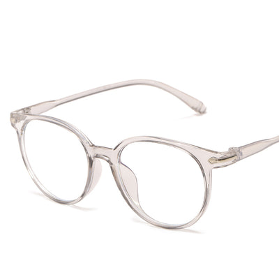 Pink round-frame anti-blue light glasses with clear lenses and small silver accents on the temples. - Image 5