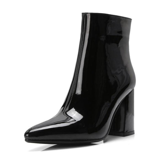 Botas Cortas Talla Grande con Tacón Grueso en Oro y Plata
