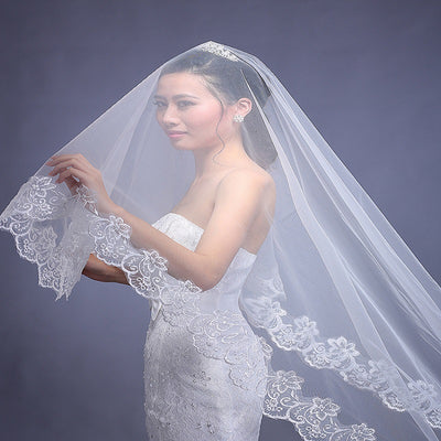 Velo de Novia Blanco de Encaje 3 Metros - Accesorios Nupciales Premium - Image 3