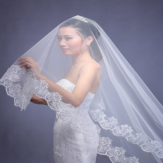 Velo de Novia Blanco de Encaje 3 Metros - Accesorios Nupciales Premium - Image 3