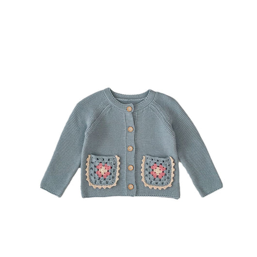 Cardigan Tejido a Mano para Niños con Cuello Redondo y Bolsillos Calados - Image 5